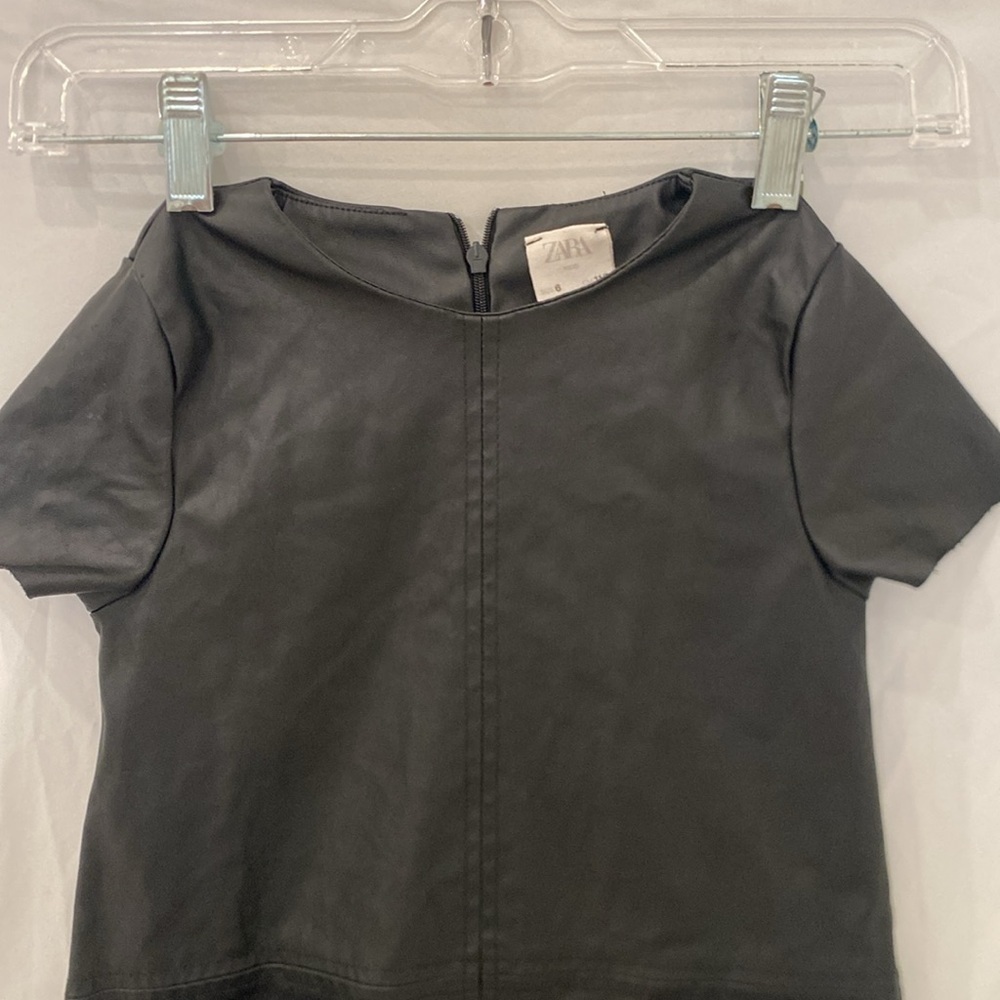 Zara kids faux leather (pleather) very soft shirt dress with pockets sz 6 - Picture 3 of 6
